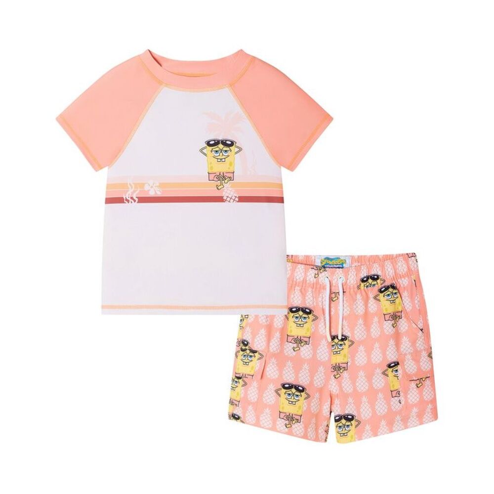 Andy & Evan Girls  X Spongebob Squarepants™ Rashguard Set, Orange